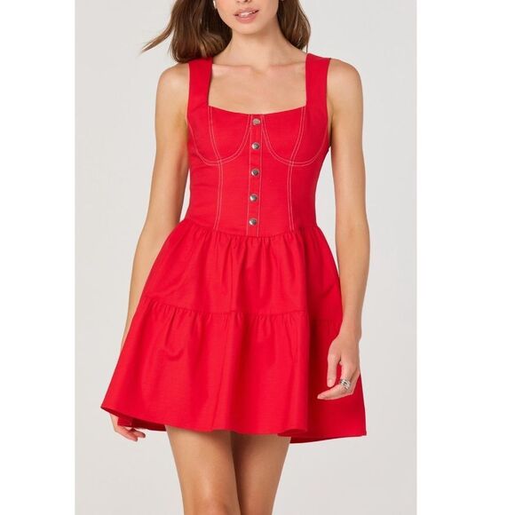 ASTR The Label Tiered Stitch Detail Mini Dress New! - Picture 6 of 13